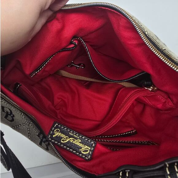 Dooney & Bourke Erica Signature Monogram Leather Trim Hobo Bag Purse Grey Black - Picture 11 of 13